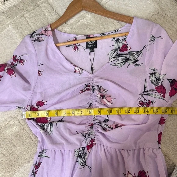BOBEAU Lavender Floral Ruched Long Sleeve Dress - Picture 8 of 14